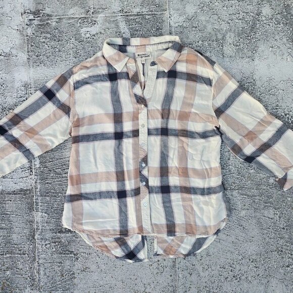 Hester & Orchard Shirt Top Long Sleeve Botton Front Blouse Rayon Plaid Size XL - Picture 2 of 9